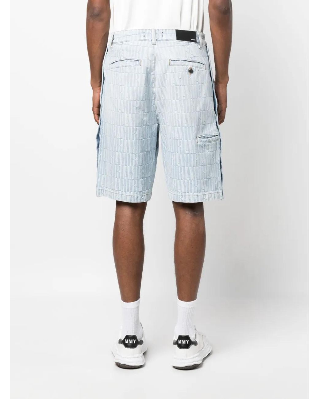 Amiri Blue Jacquard Snap-Off Denim Shorts for men