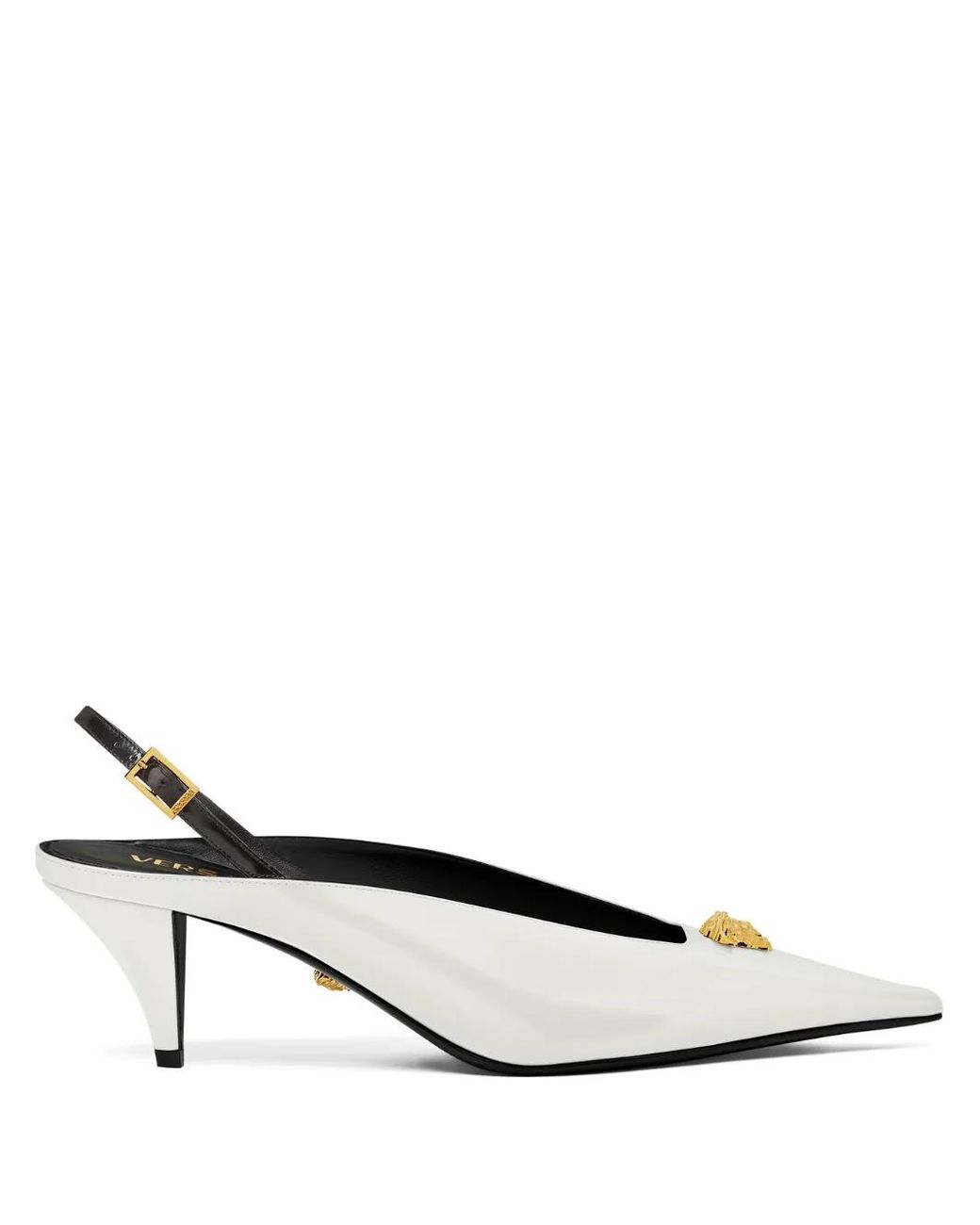 Versace White La Medusa Leather Slingbacks 55 Mm