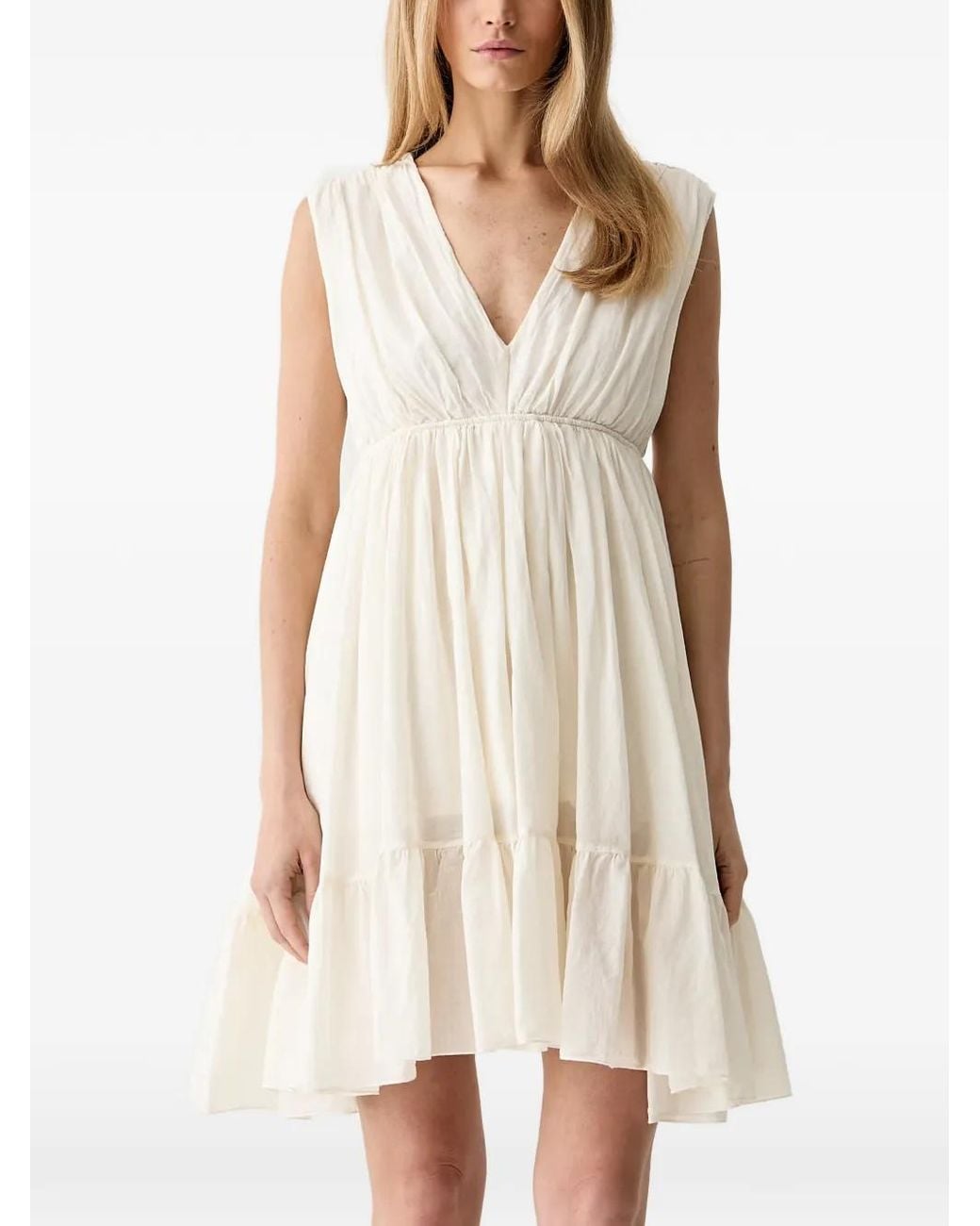 ViCOLO Natural Braided-Detail Tiered Mini Dress