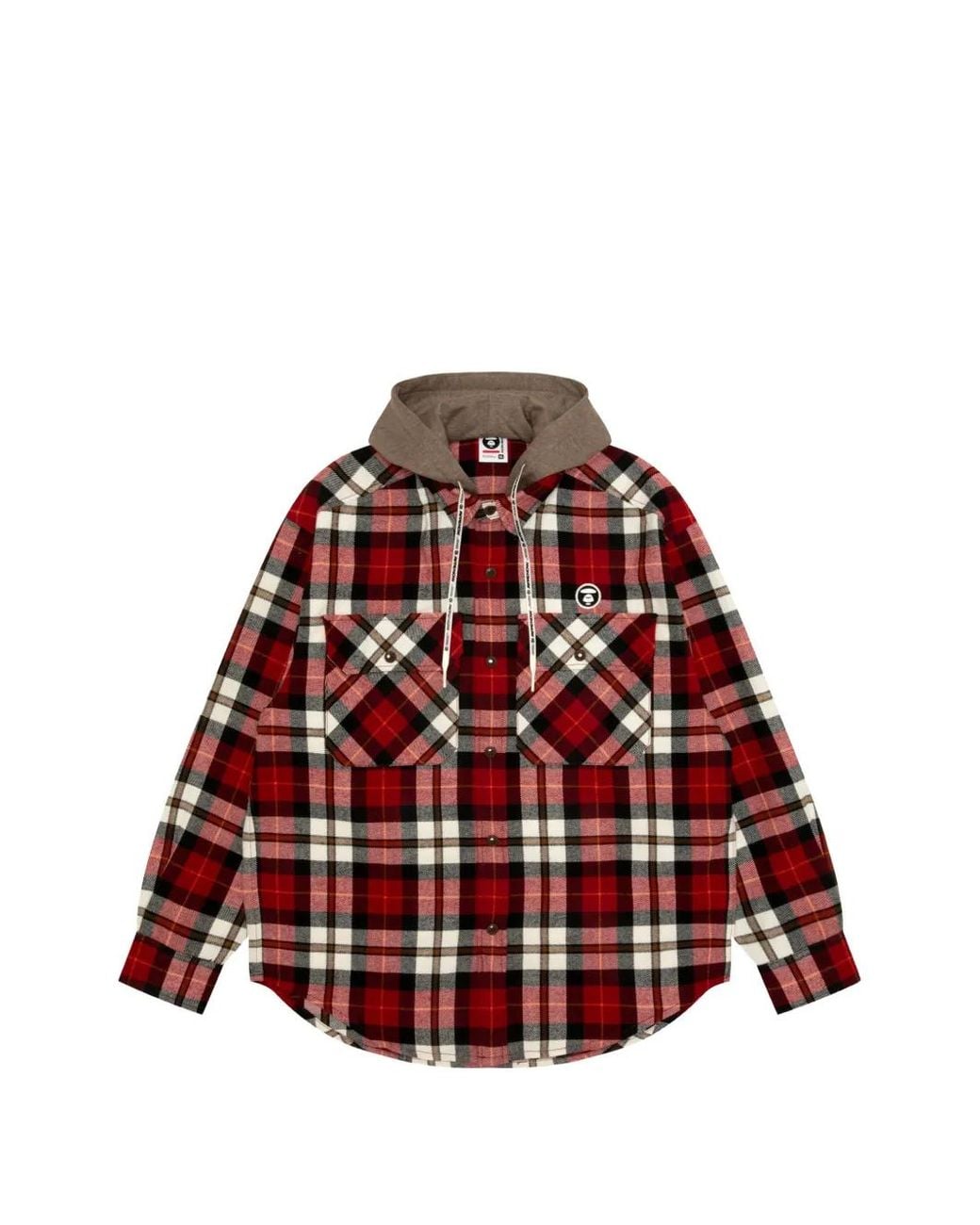 Aape By A Bathing Ape Red Check-Print Hooded Shirt for men