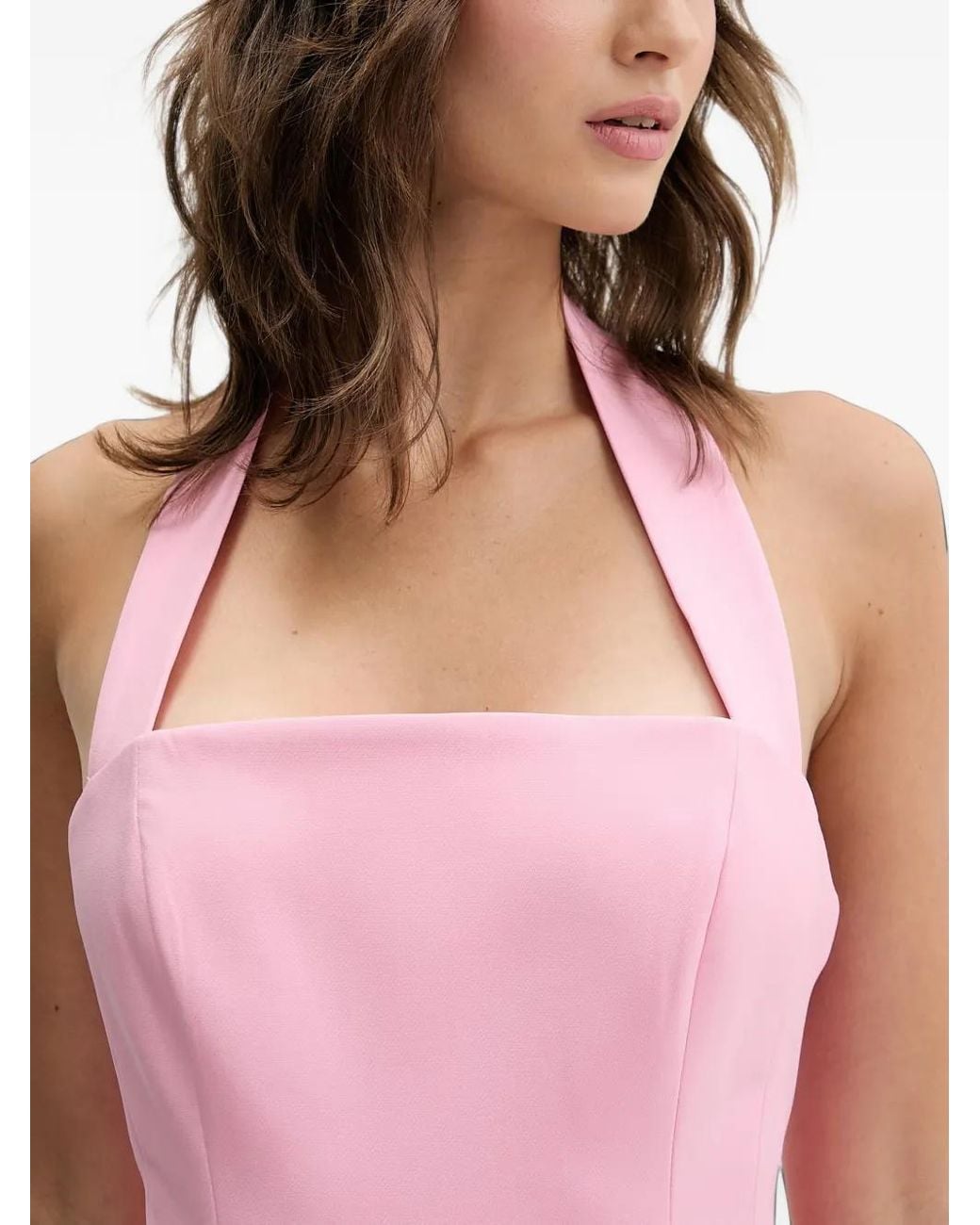 Bardot Pink Nevelle Halterneck Square-Neck Mini Dress
