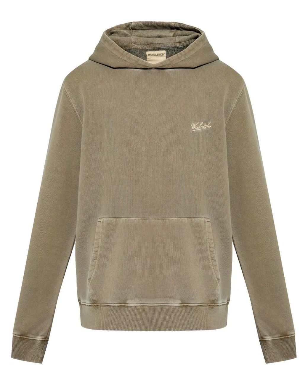 Woolrich Natural Logo-Embroidered Hoodie for men