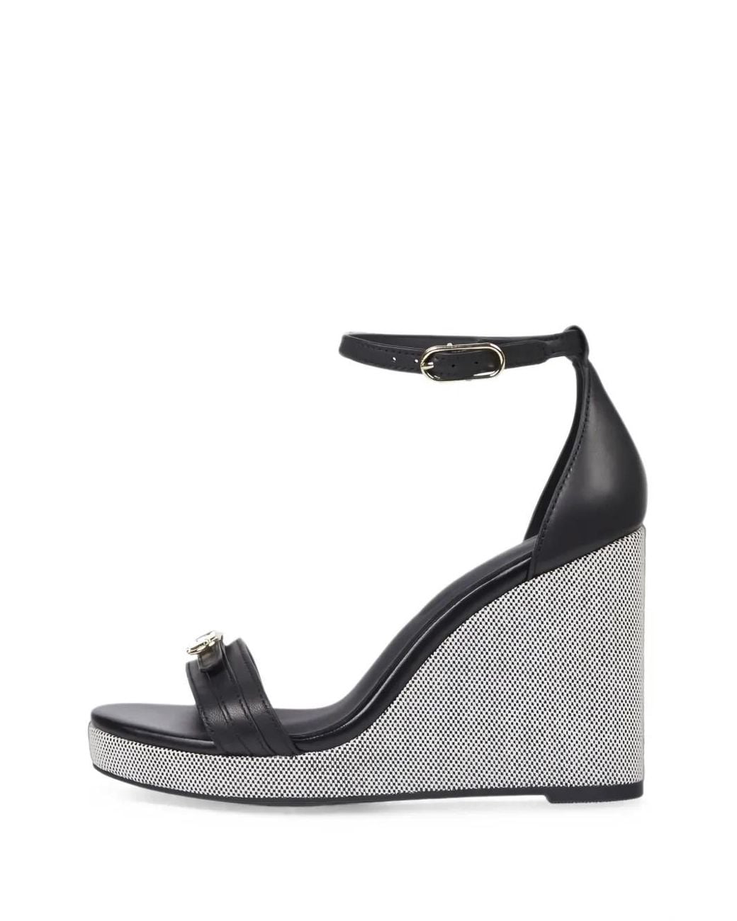 Tommy Hilfiger Black Open-Toen Wedge Espadrilles