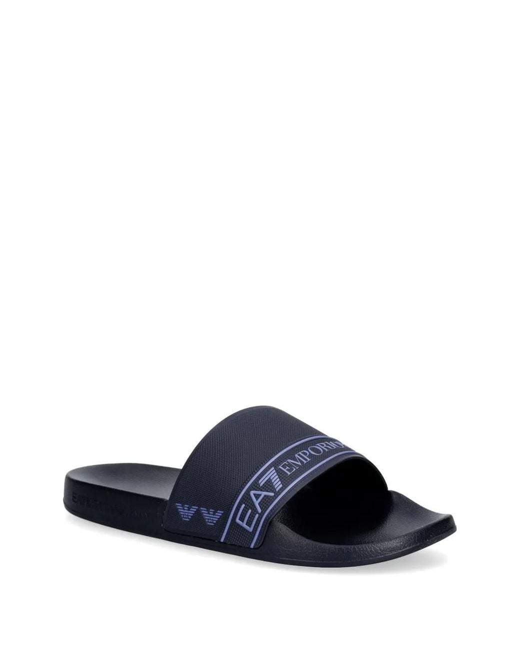 EA7 Blue Logo-Print Slides
