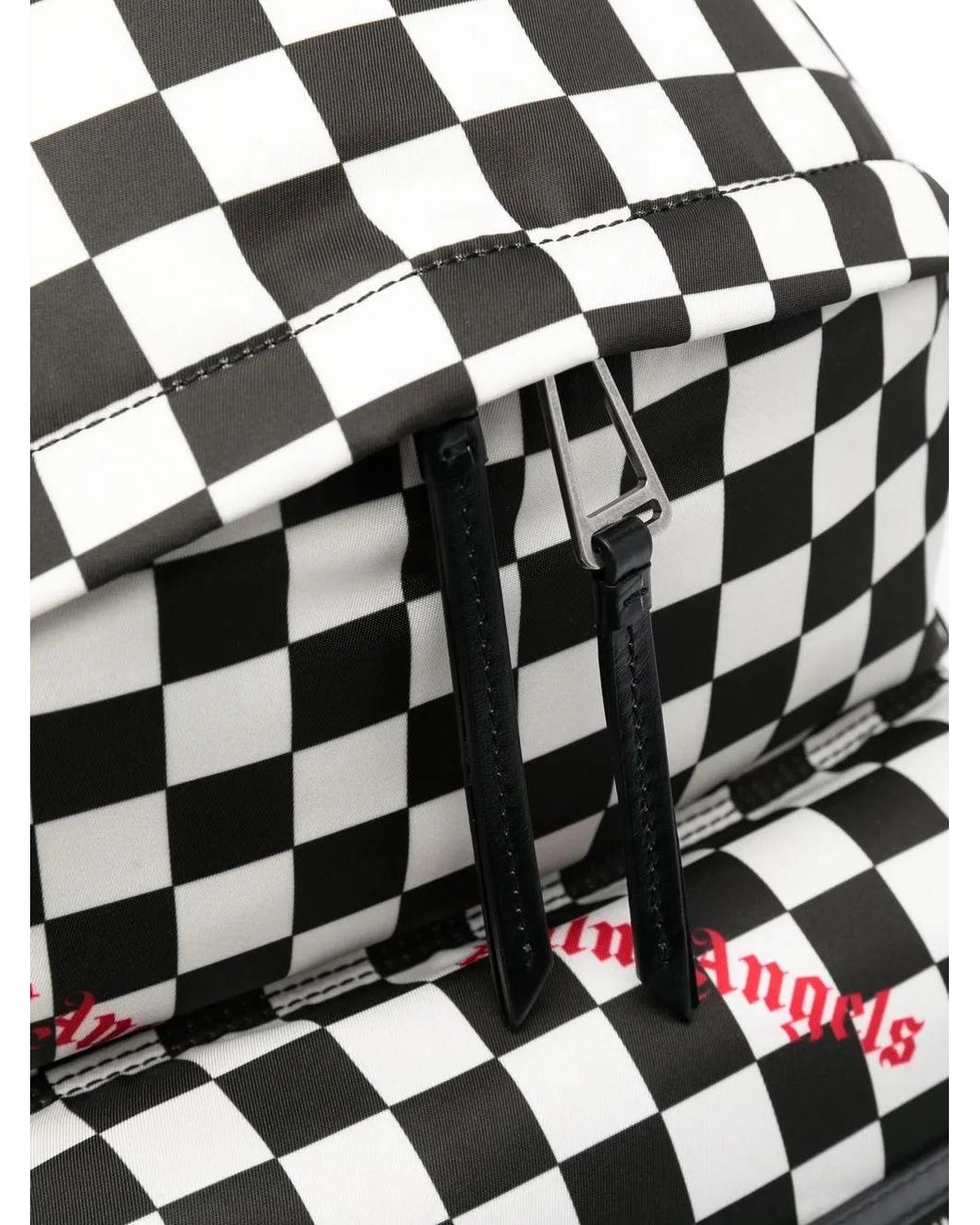 Palm Angels Black Damier Check Print Backpack for men