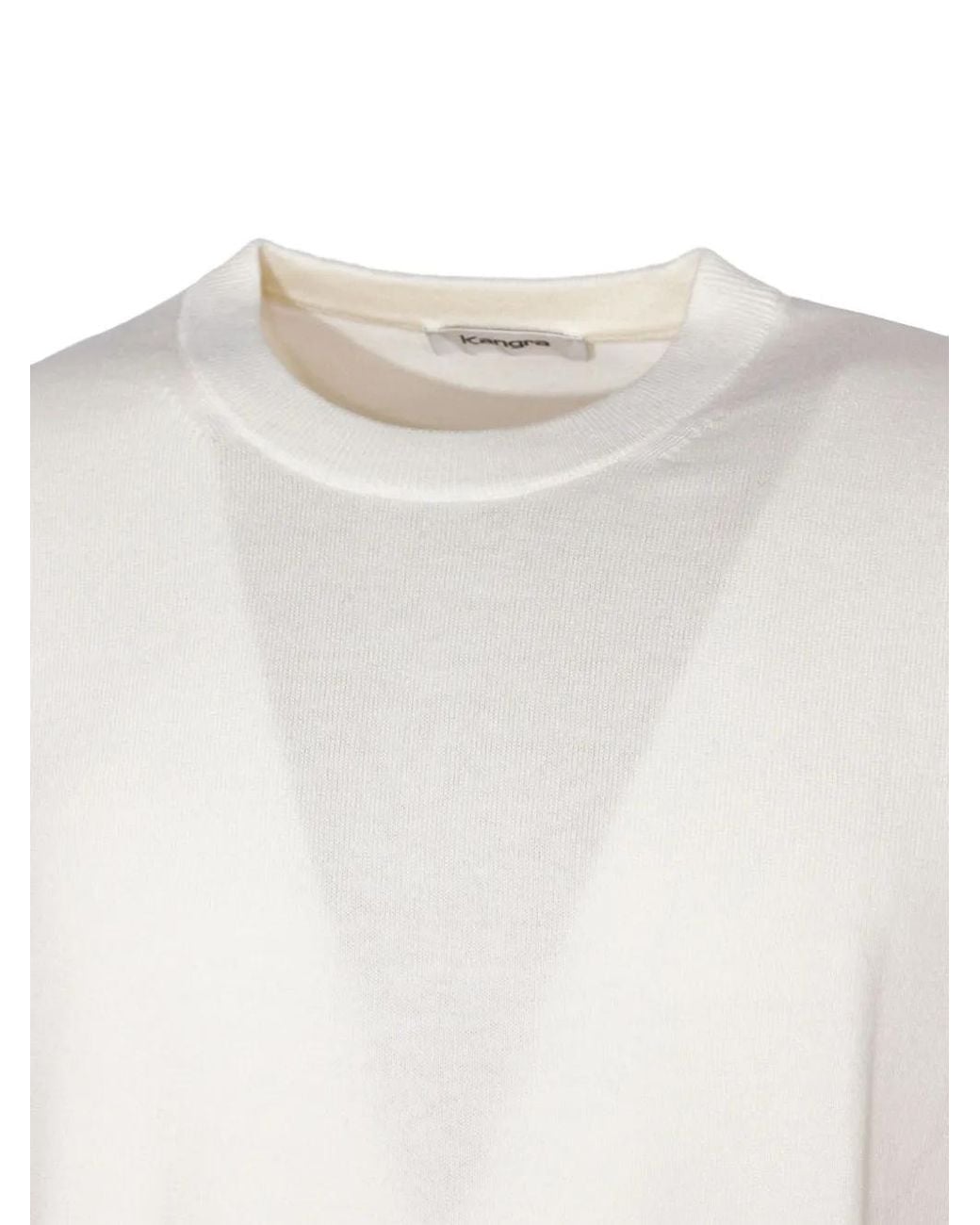 Kangra White Crew-Neck Ribbed-Trim Sweater for men