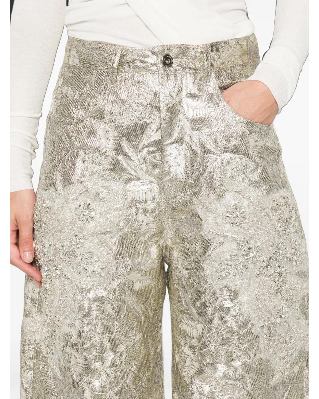 Marques'Almeida White Crystal-Embellished Trousers