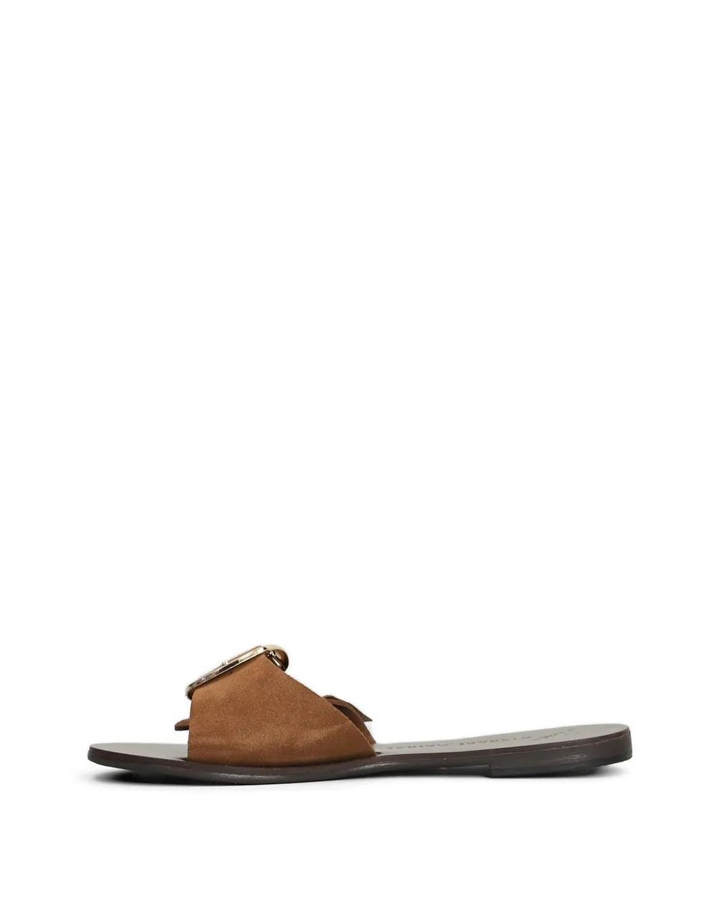 NICOLAS LAINAS Brown Suede Flat Sandals