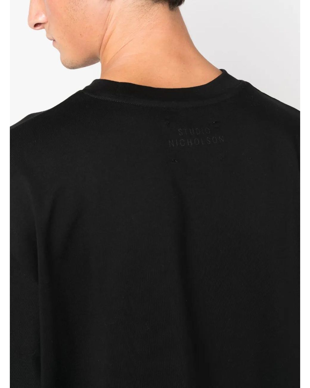 Studio Nicholson Black Crew-Neck Cotton T-Shirt for men