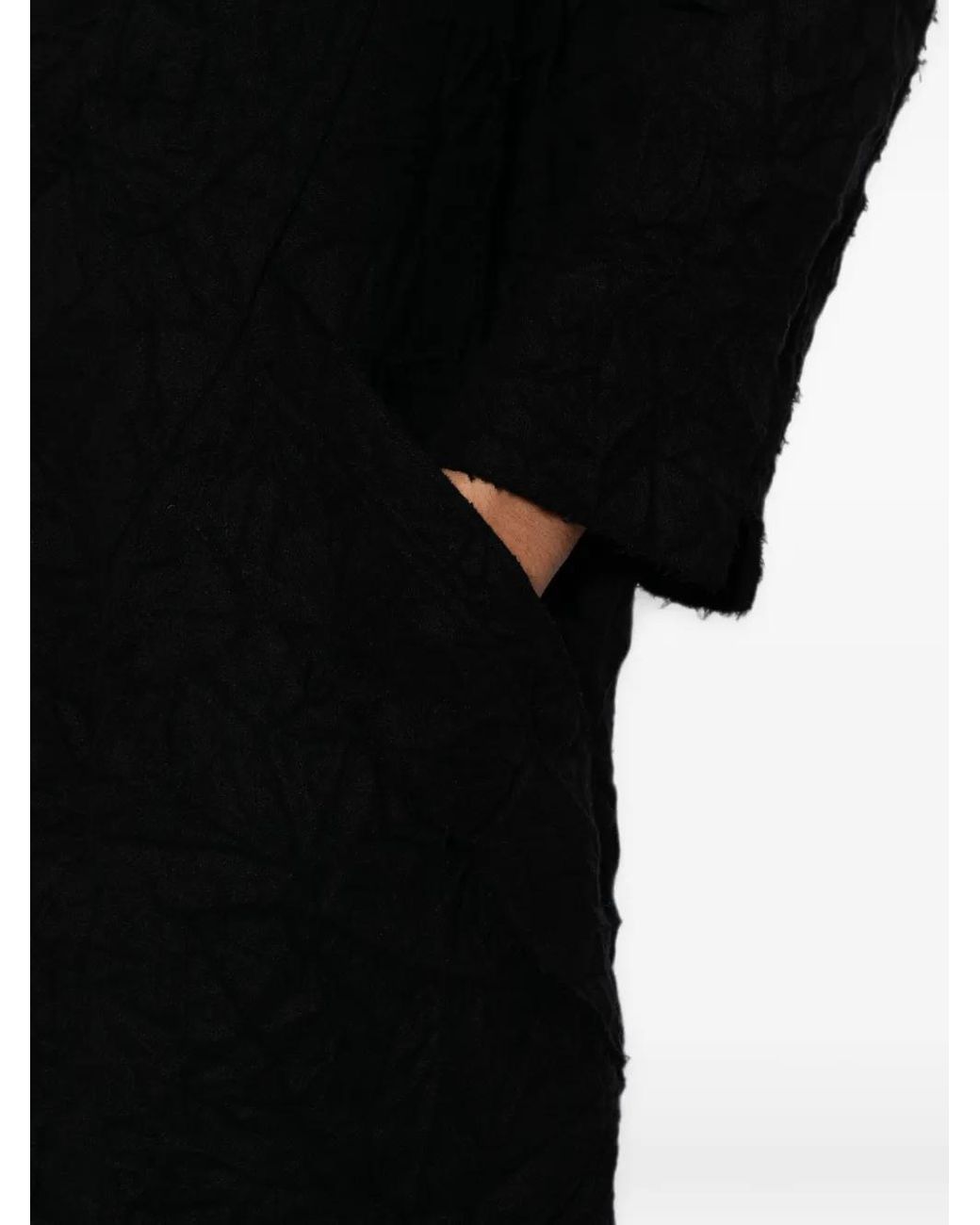 D HYGEN Black Crinkled-Effect Coat for men
