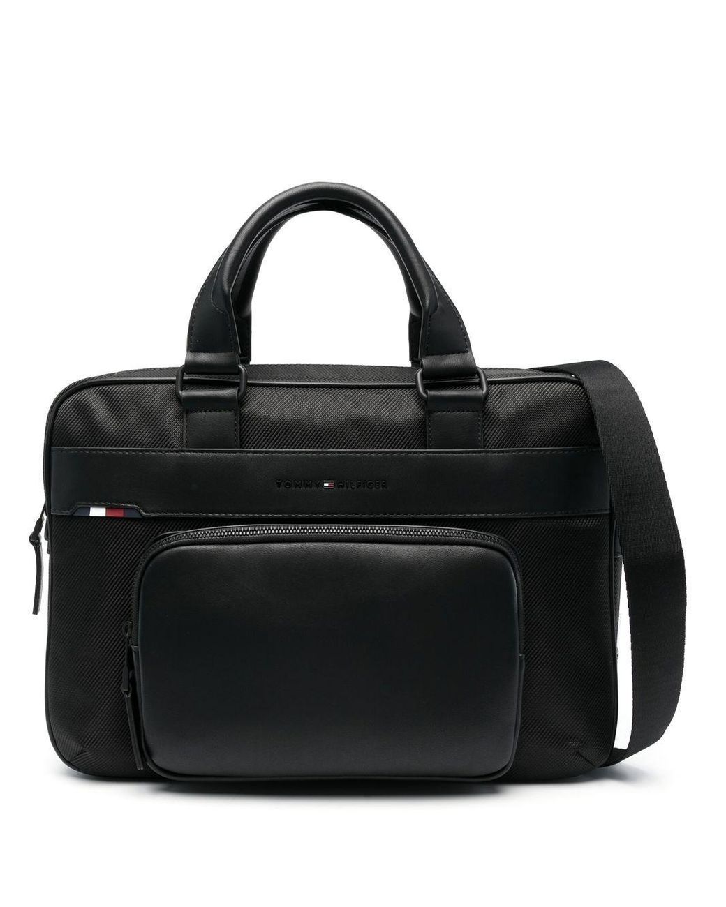 Tommy Hilfiger Logo Plaque Zipup Briefcase in Black for Men Lyst