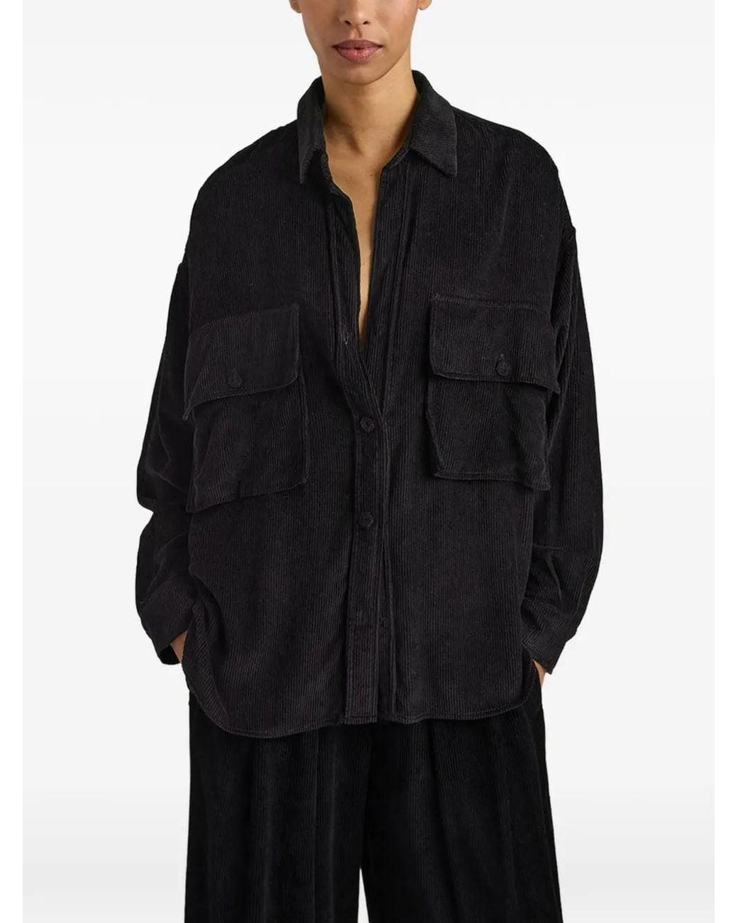 Momoní Black Pitanga Oversized Corduroy Shirt