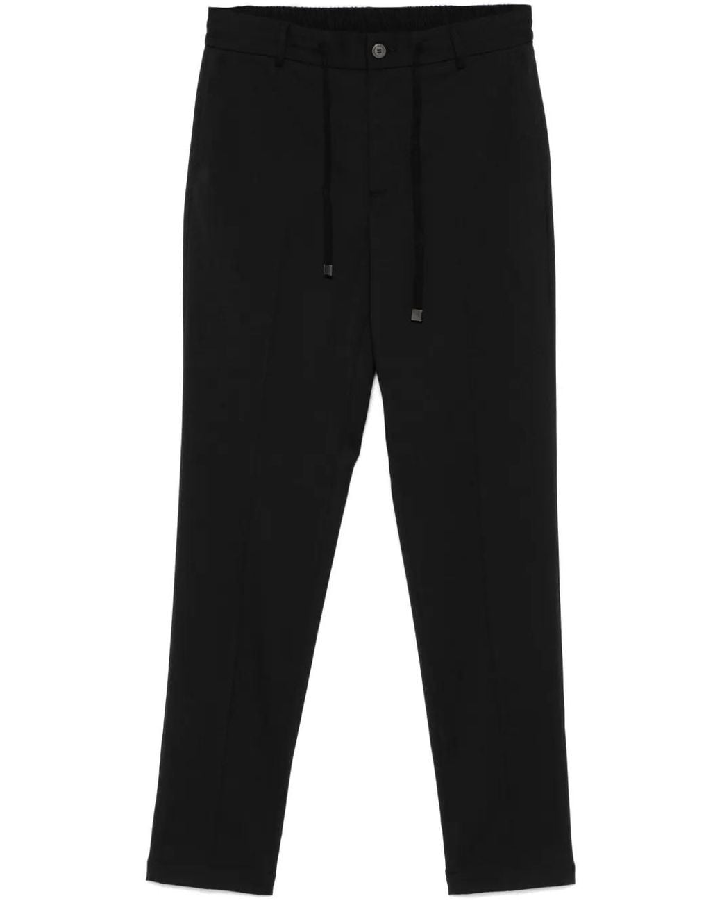 Peserico Black Drawstring-Waist Trousers for men