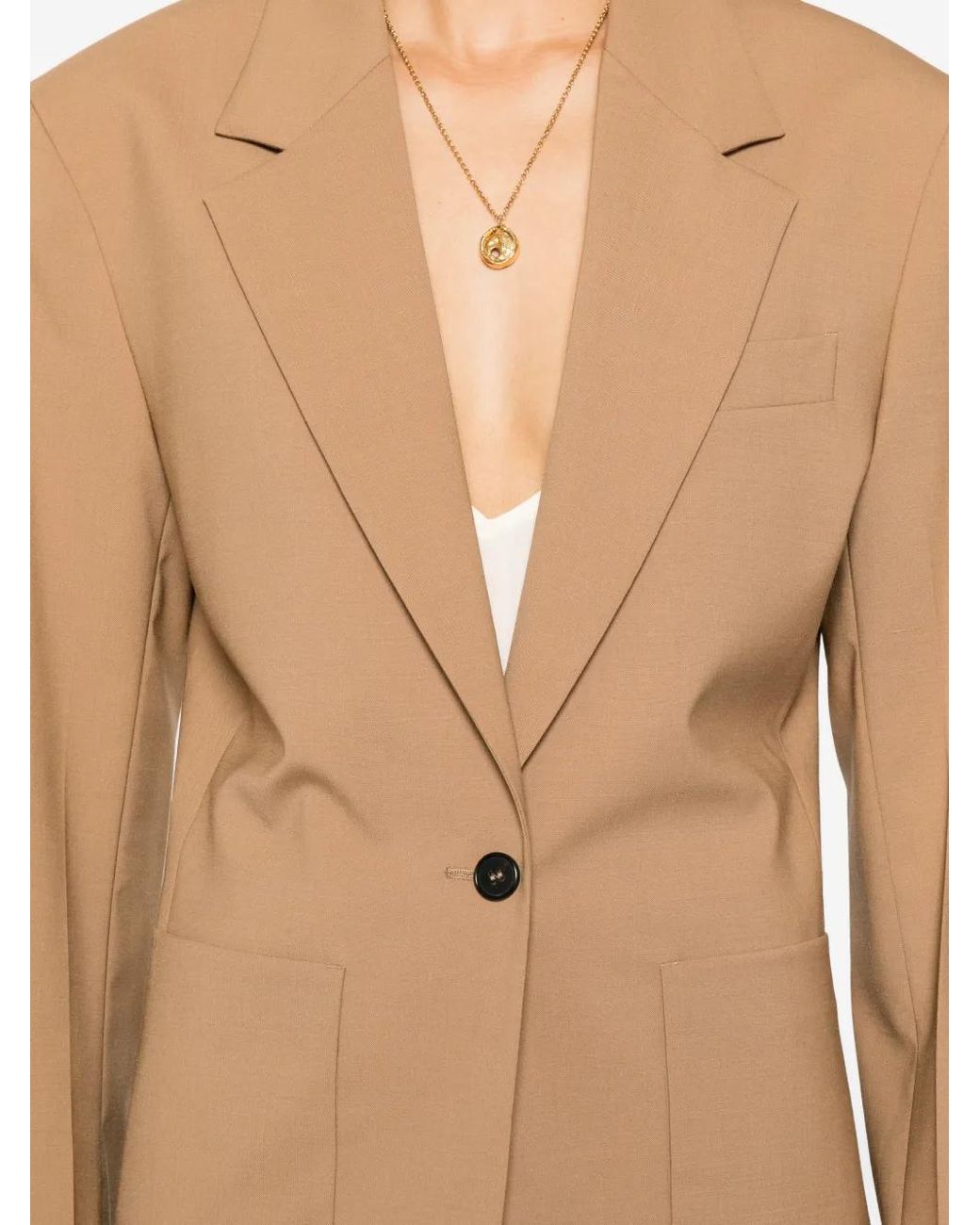 Blazer Con Bolsillos De Parche Covert de color Natural