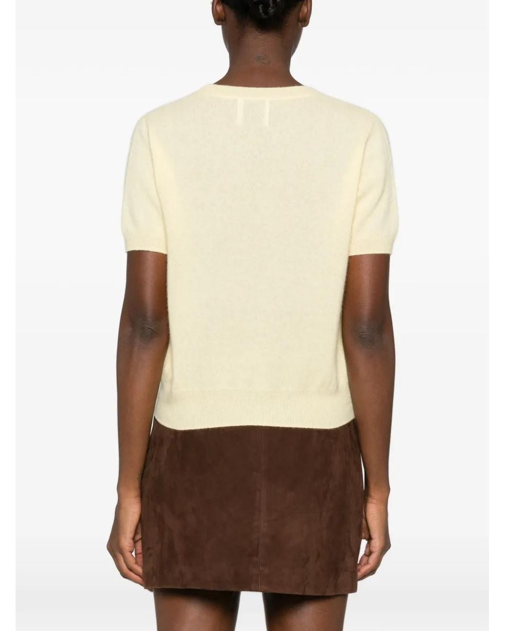 IVORY PARIS Natural Petal Short-Sleeve Sweater