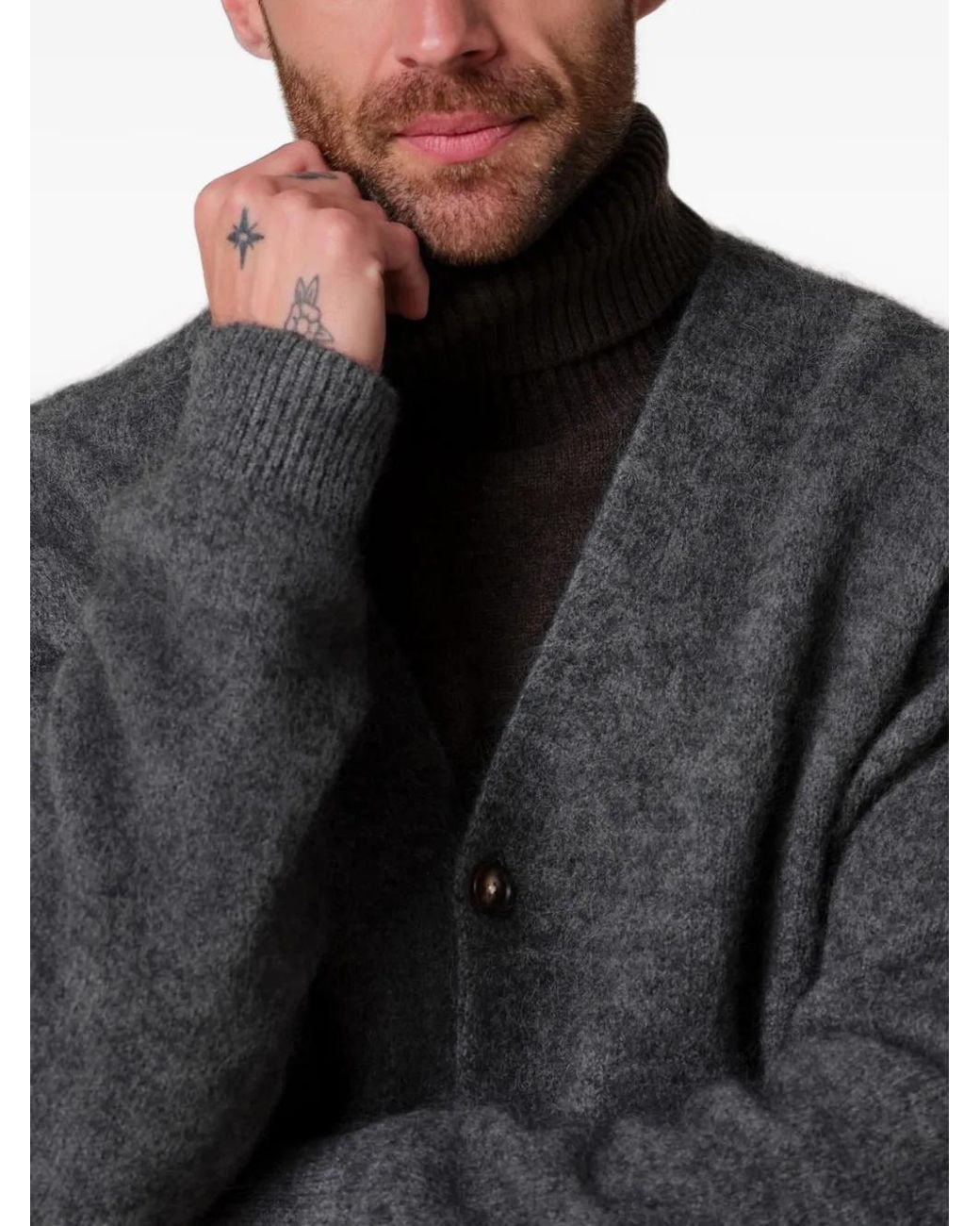 Profuomo Gray Button-Up Knitted Cardigan for men