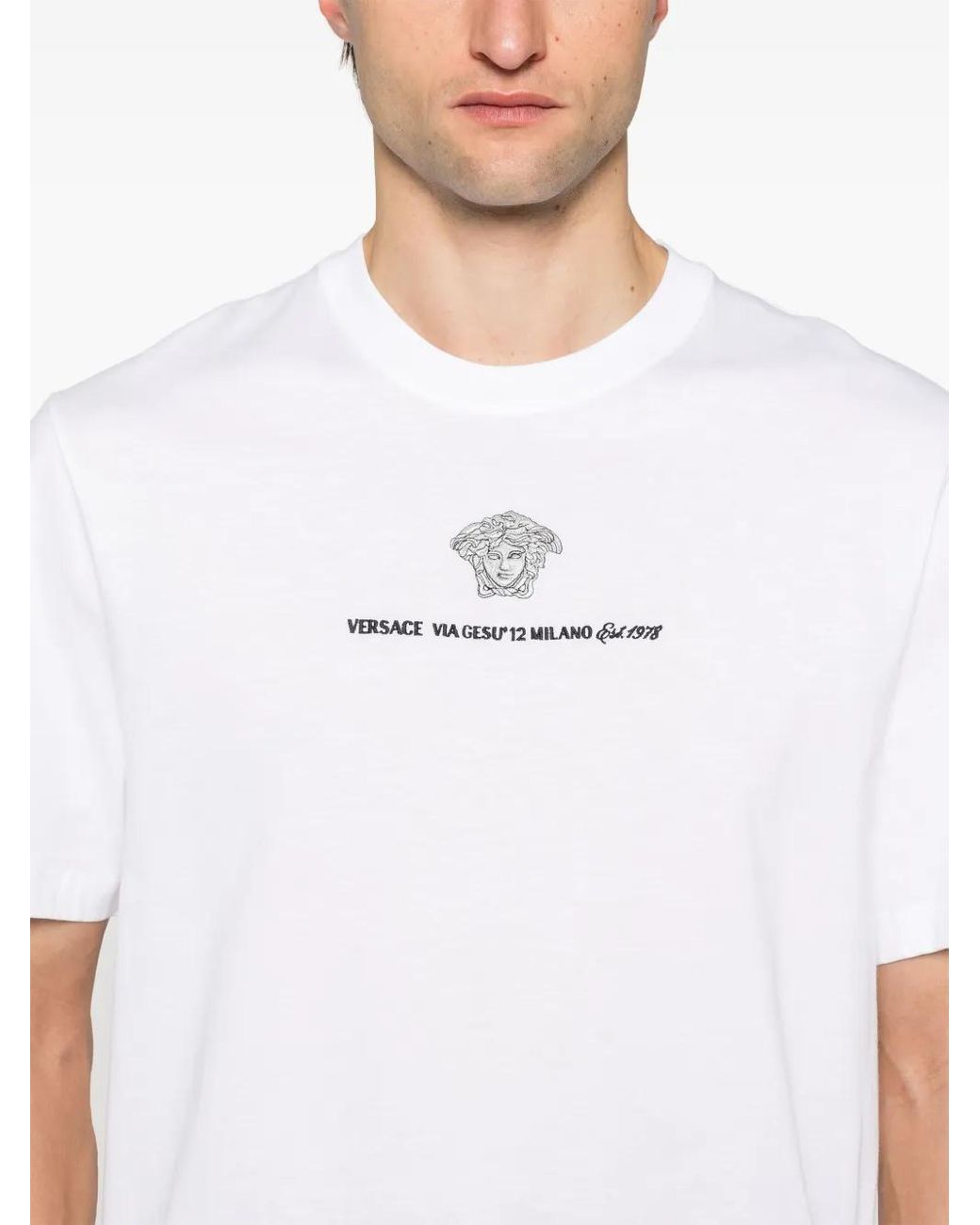 Versace White T-Shirt With Logo for men
