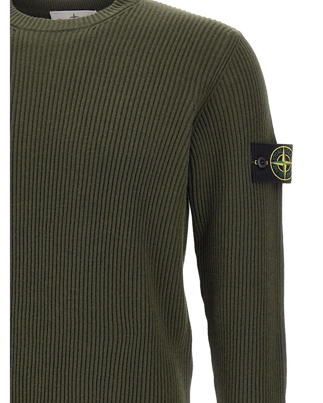 Stone Island Green Round-Neck Knitwear for men