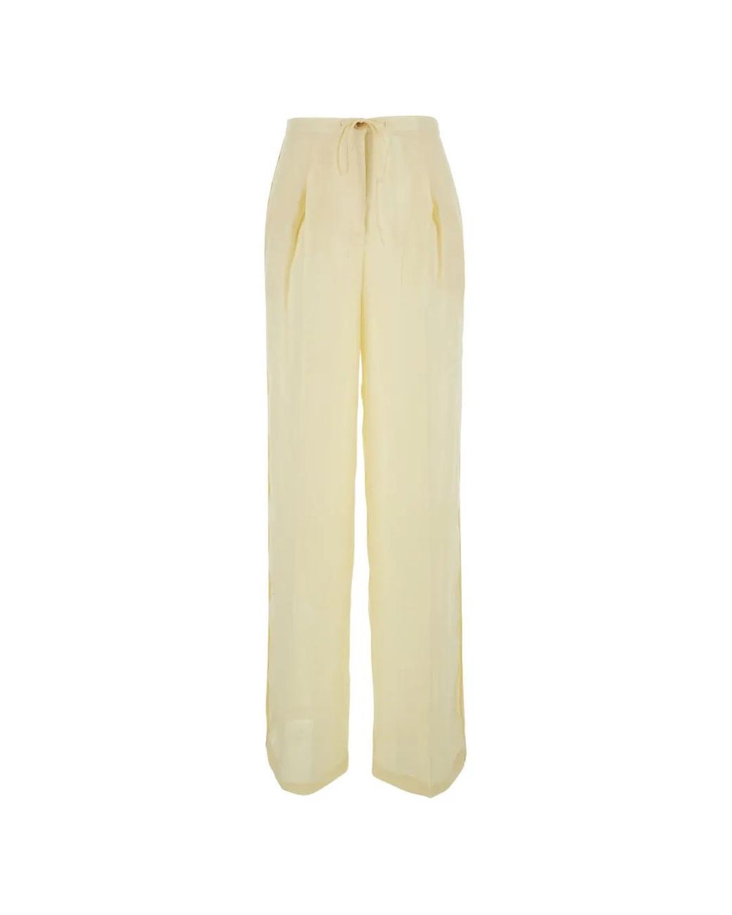 Semicouture White Pleated Linen Trousers