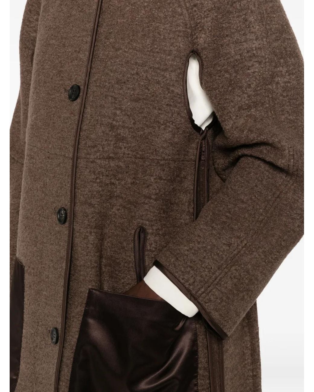 Seafarer Brown Hepburn Contrast-Pocket Panelled Coat