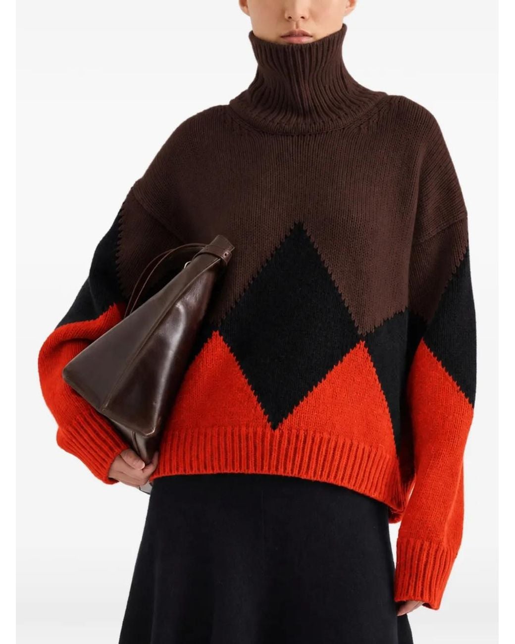 Proenza Schouler Red Oren Intarsia Turtleneck