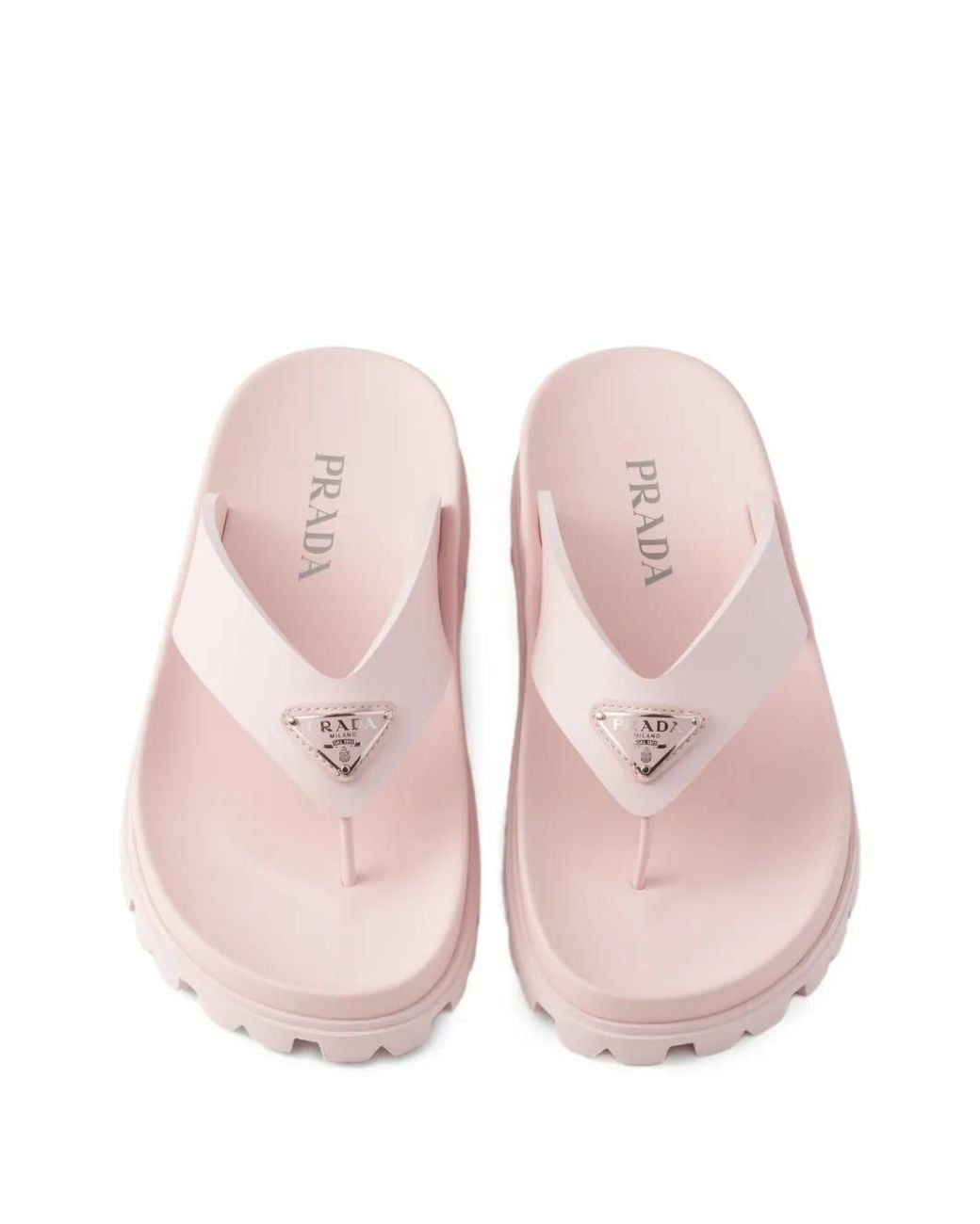 Prada Pink Triangle Flat Sandals