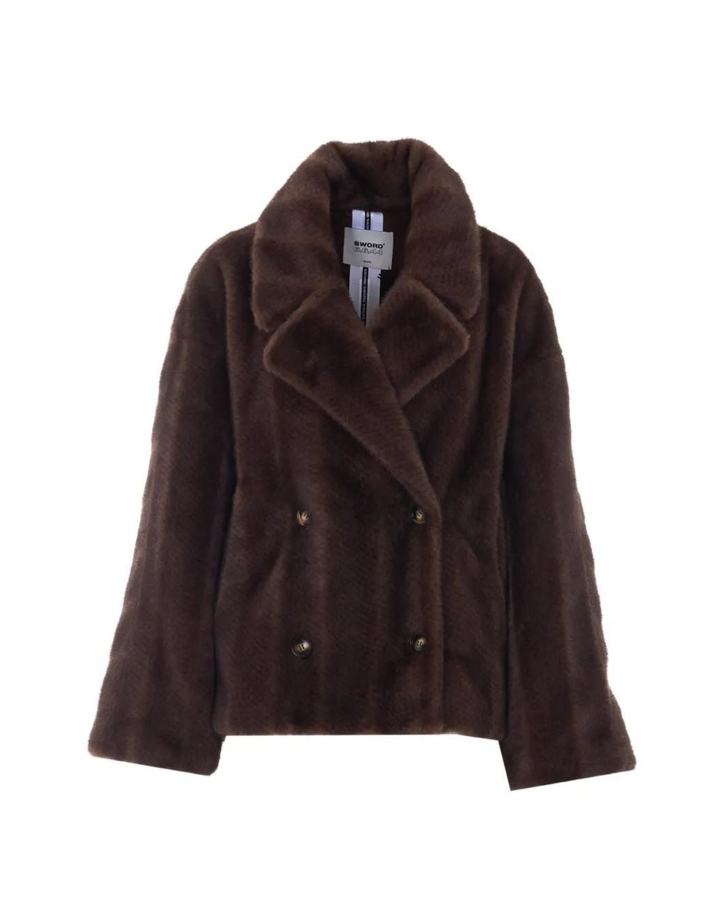 S.W.O.R.D Brown Faux-Fur Double-Breasted Jacket
