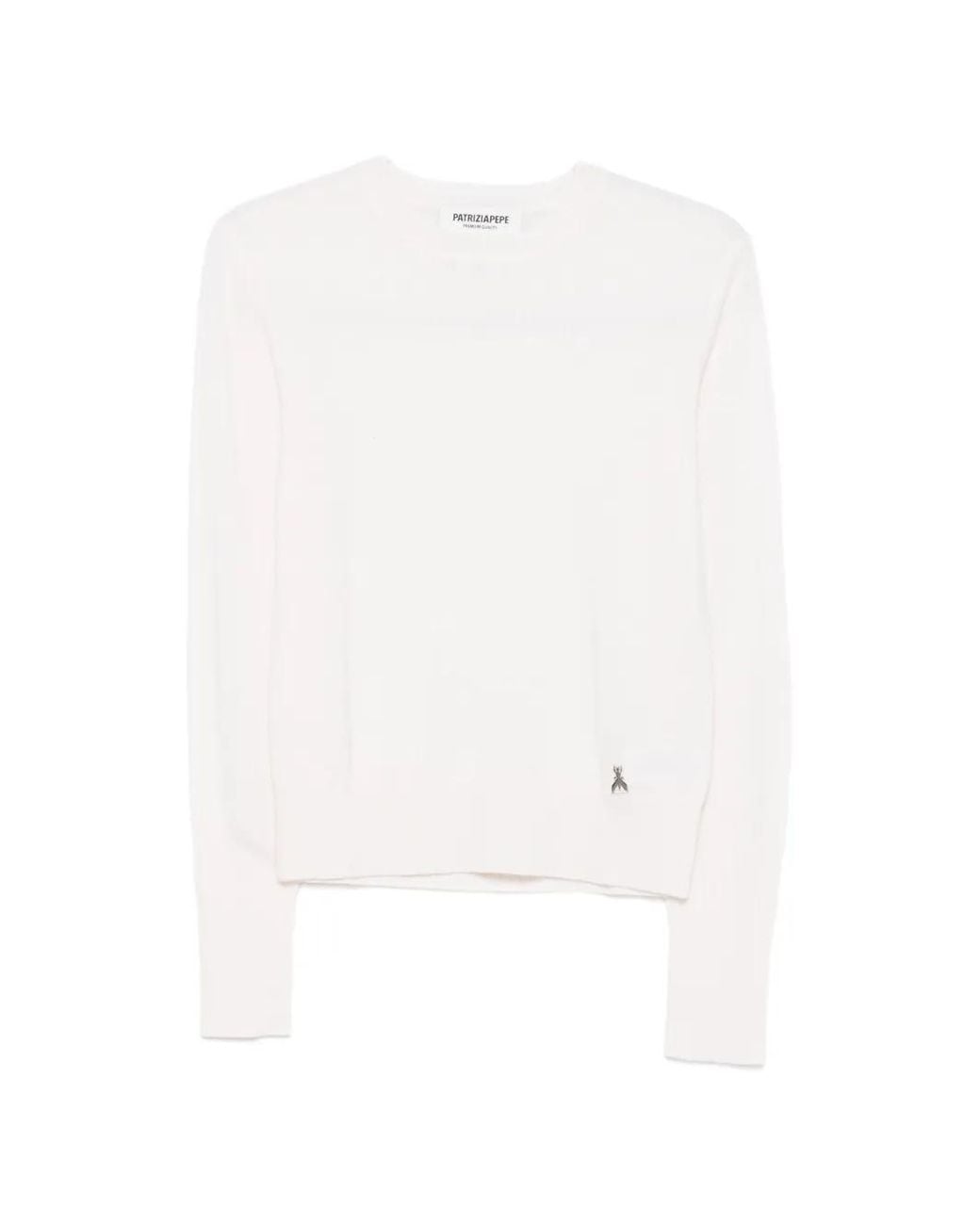 Patrizia Pepe White Logo-Plaque Cashmere Sweater