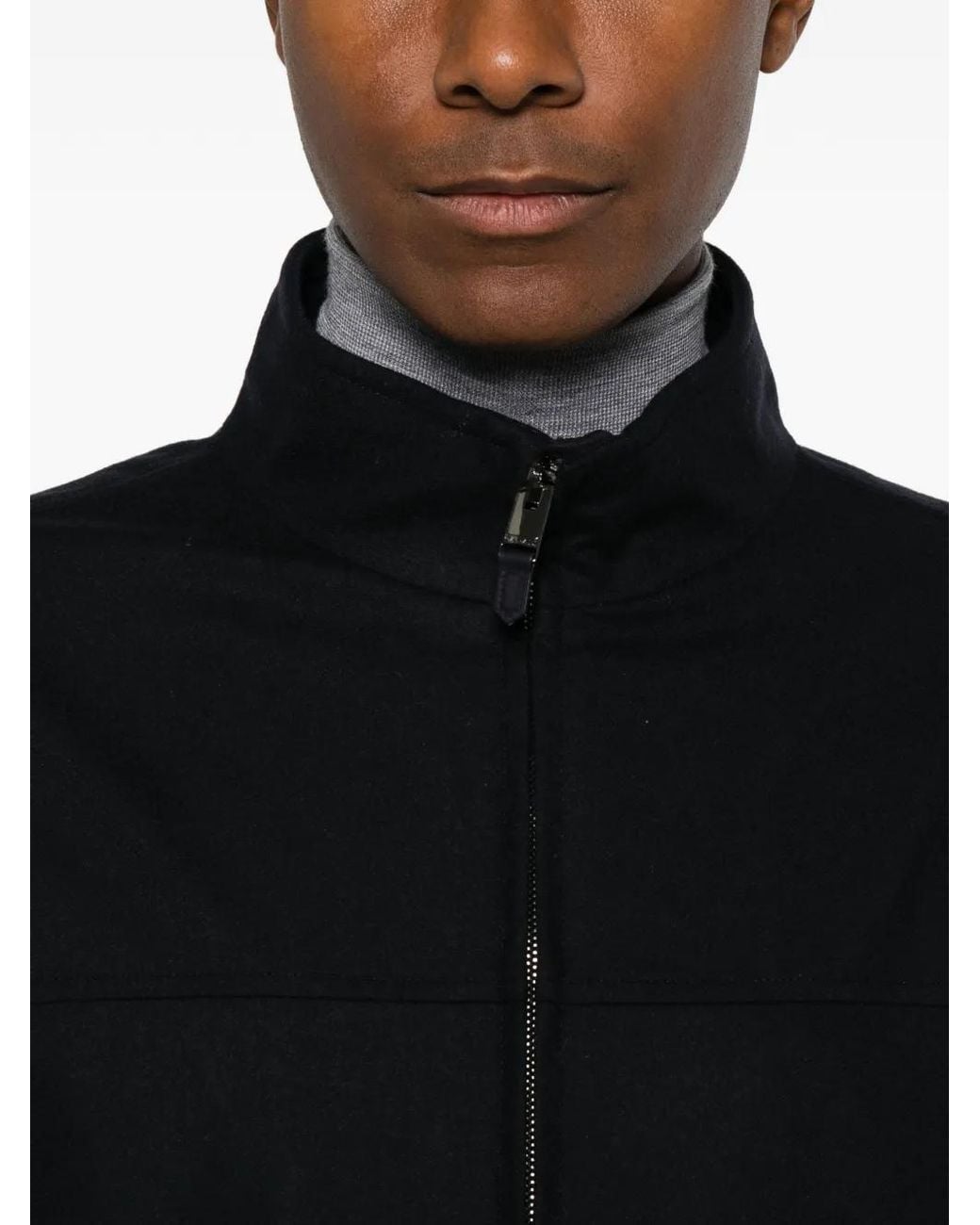 Canali Blue Zip-Up Bomber Jacket for men