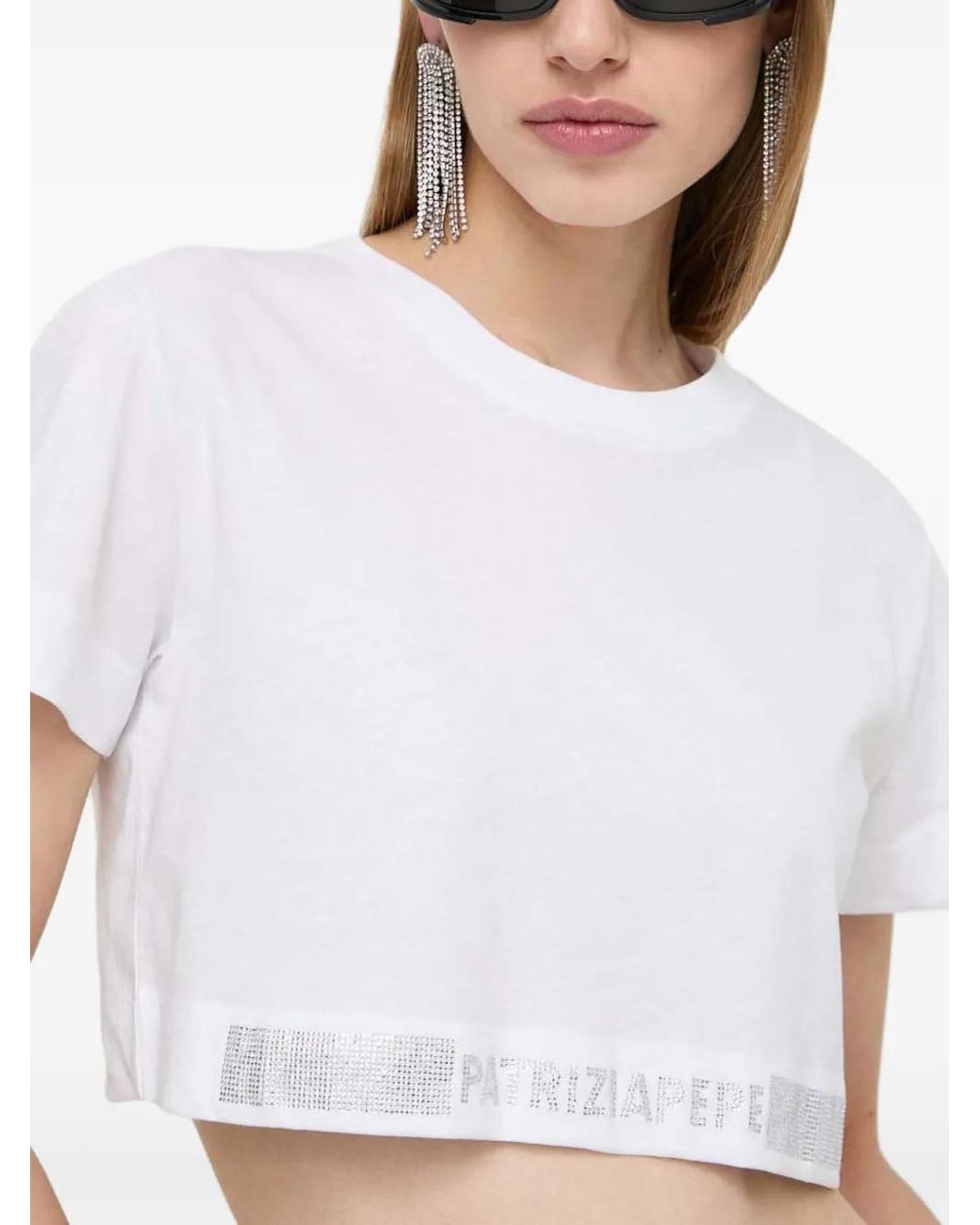 Patrizia Pepe Gray Logo-Tape T-Shirt