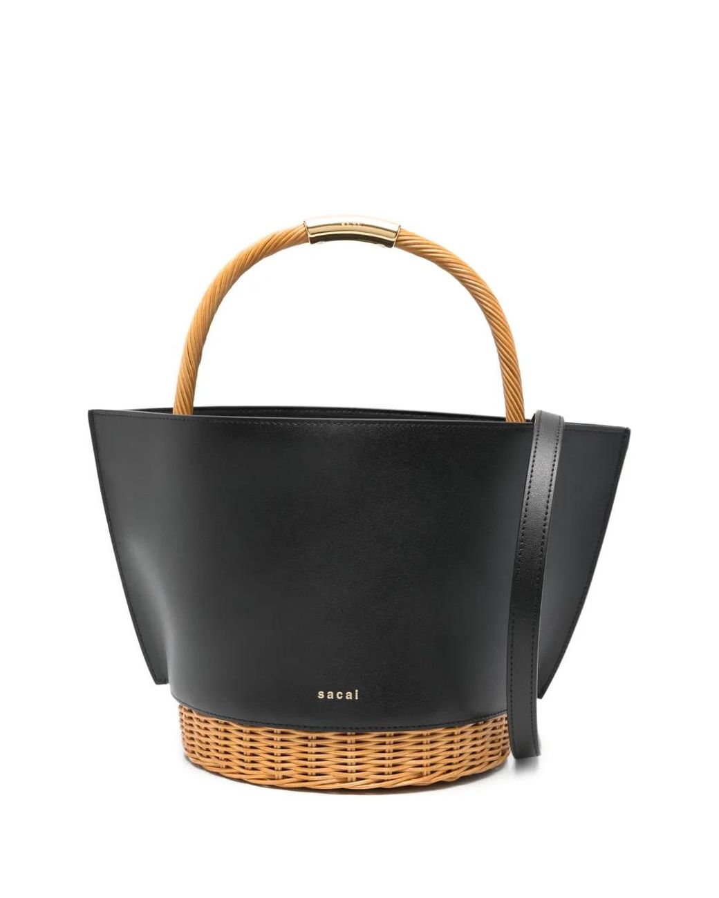 Sacai Black Woven Handle Bucket Bag