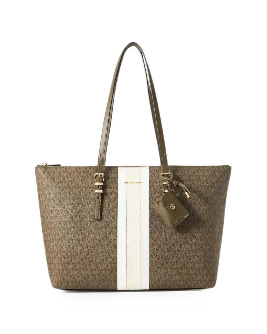 Michael Kors Brown Logo-Print Striped Tote Bag
