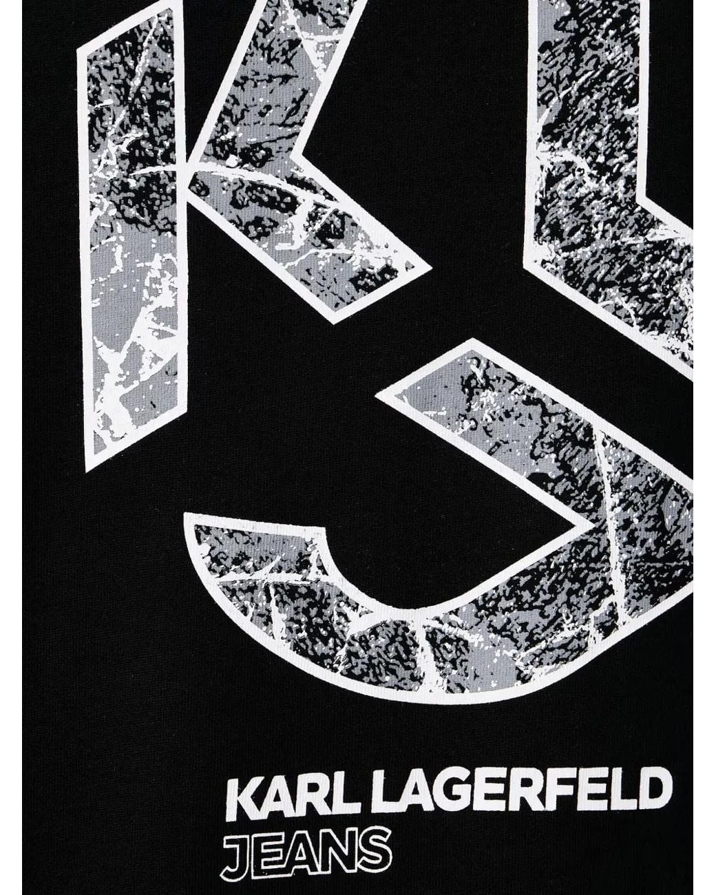 Karl Lagerfeld Black Logo-Print Cotton T-Shirt for men
