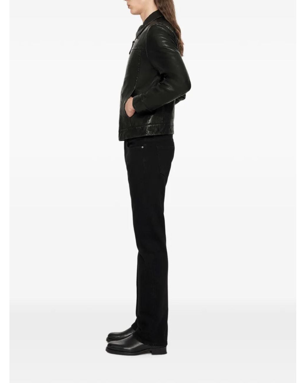 AllSaints Black Oakland Aged-Effect Jacket for men