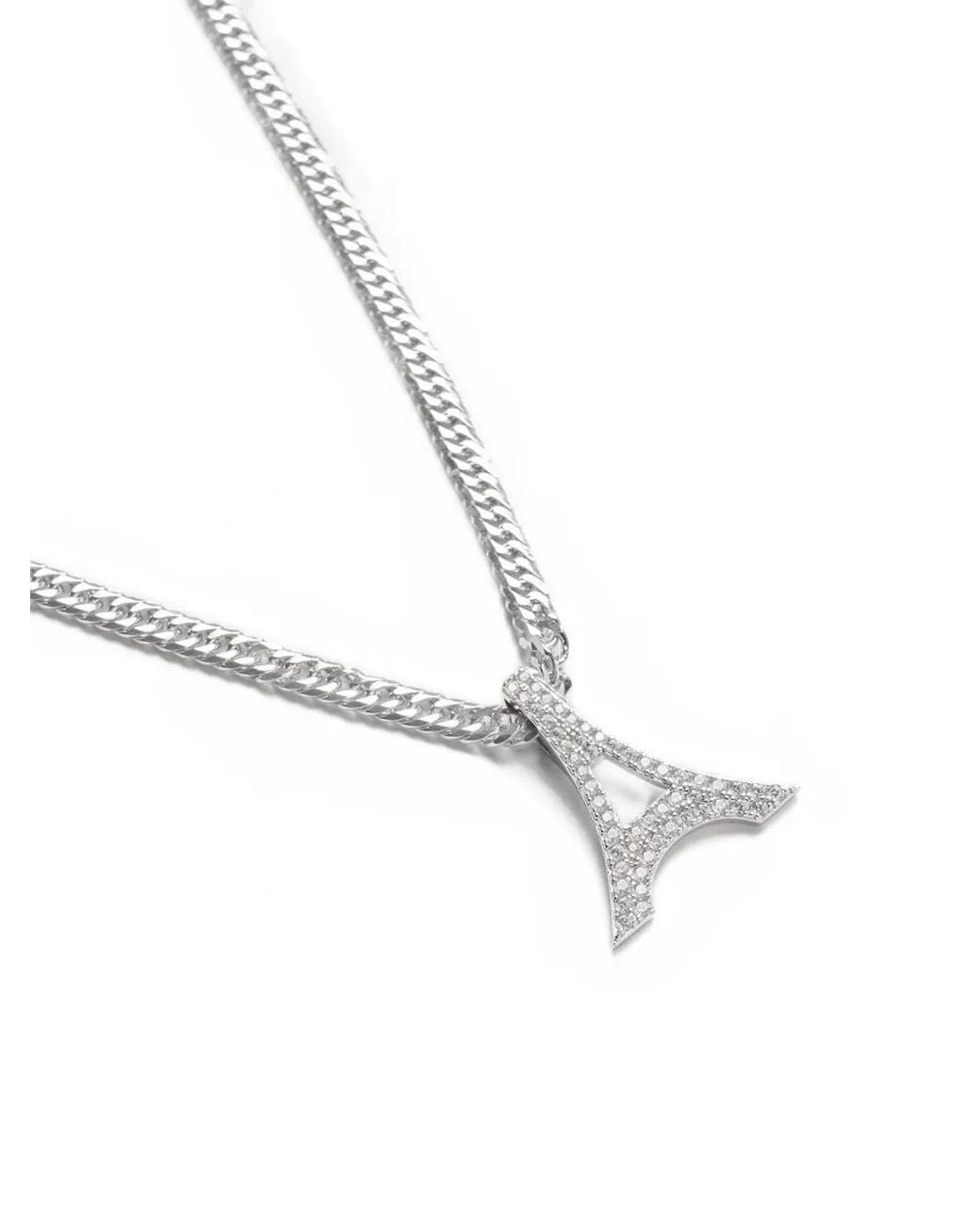 Manière De Voir Metallic Sterling Iced Eiffel Pendant Necklace