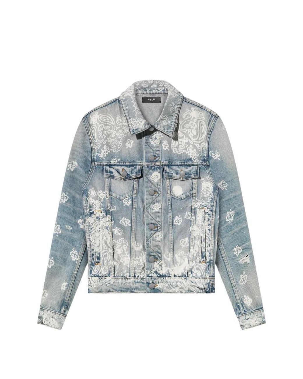 Amiri Blue Bleach-Bandana Denim Jacket for men