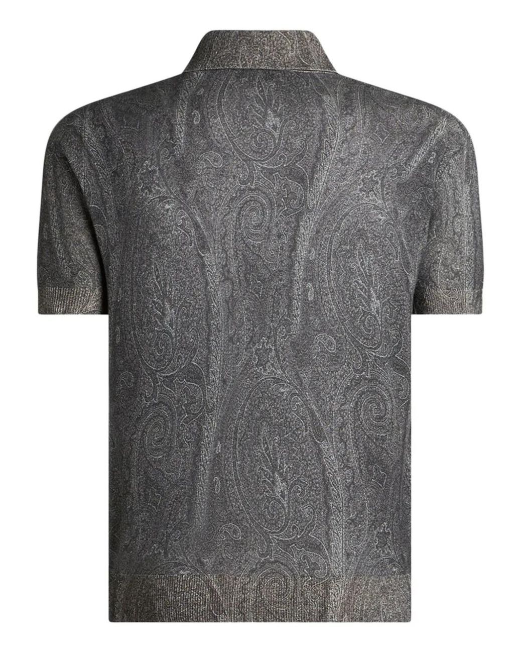 Etro Black Paisley-Print Polo Shirt for men