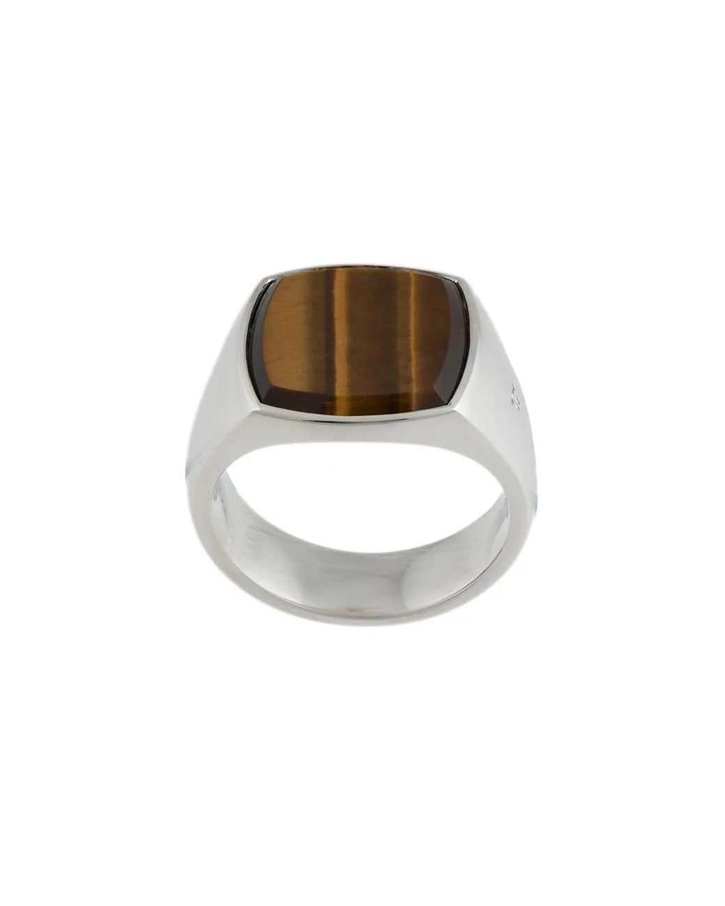 Tom Wood White Cushion Tiger Eye Medium Ring for men