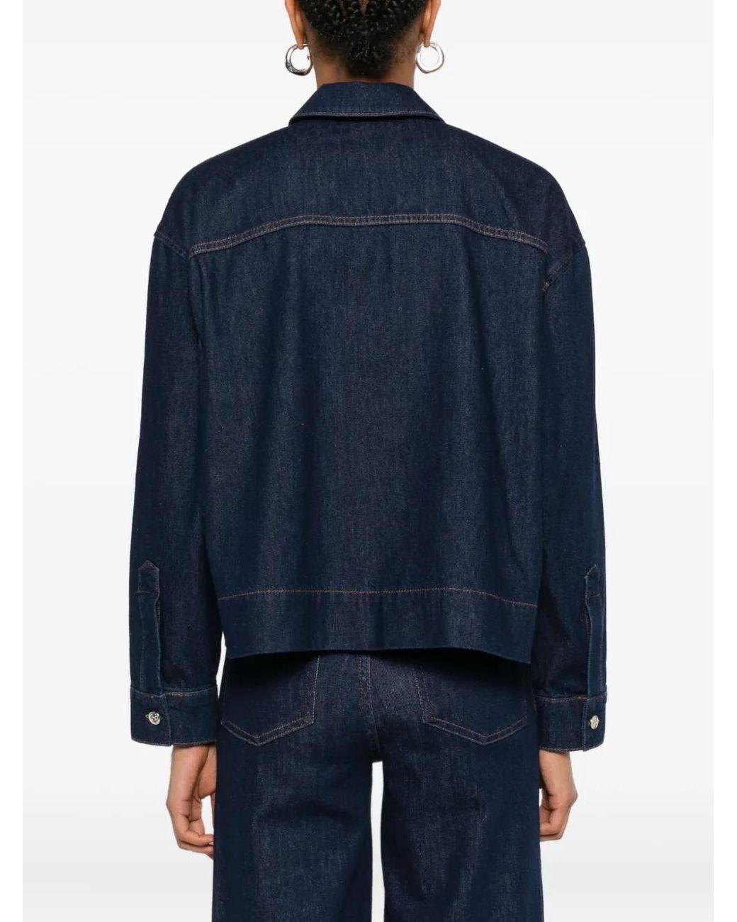Camicia Denim Con Fiocco di Maje in Blue