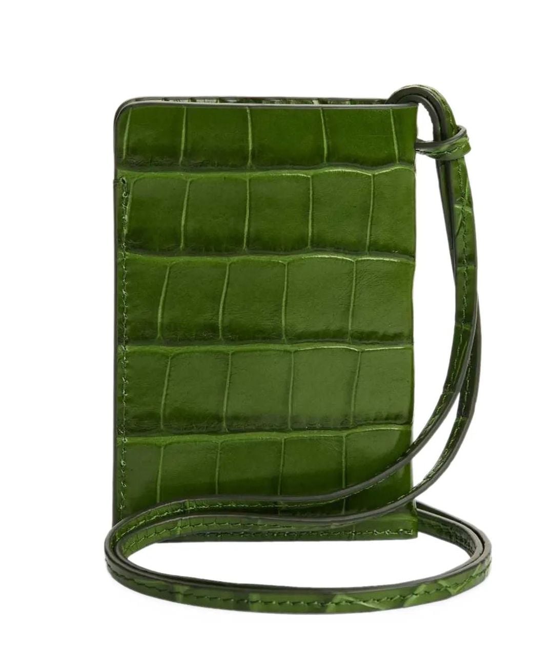 Tom Ford Green Crocodile-Effect Leather Cardholder for men