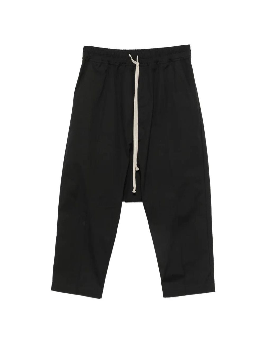 Rick Owens Black Drawstring Cropped Trousers for men