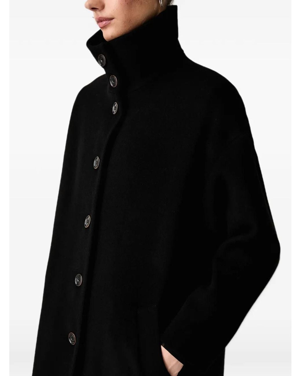Sessun Black Paradise High-Neck Button-Up Coat