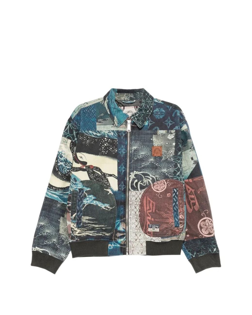 Evisu Blue Patchwork-Print Jacket for men