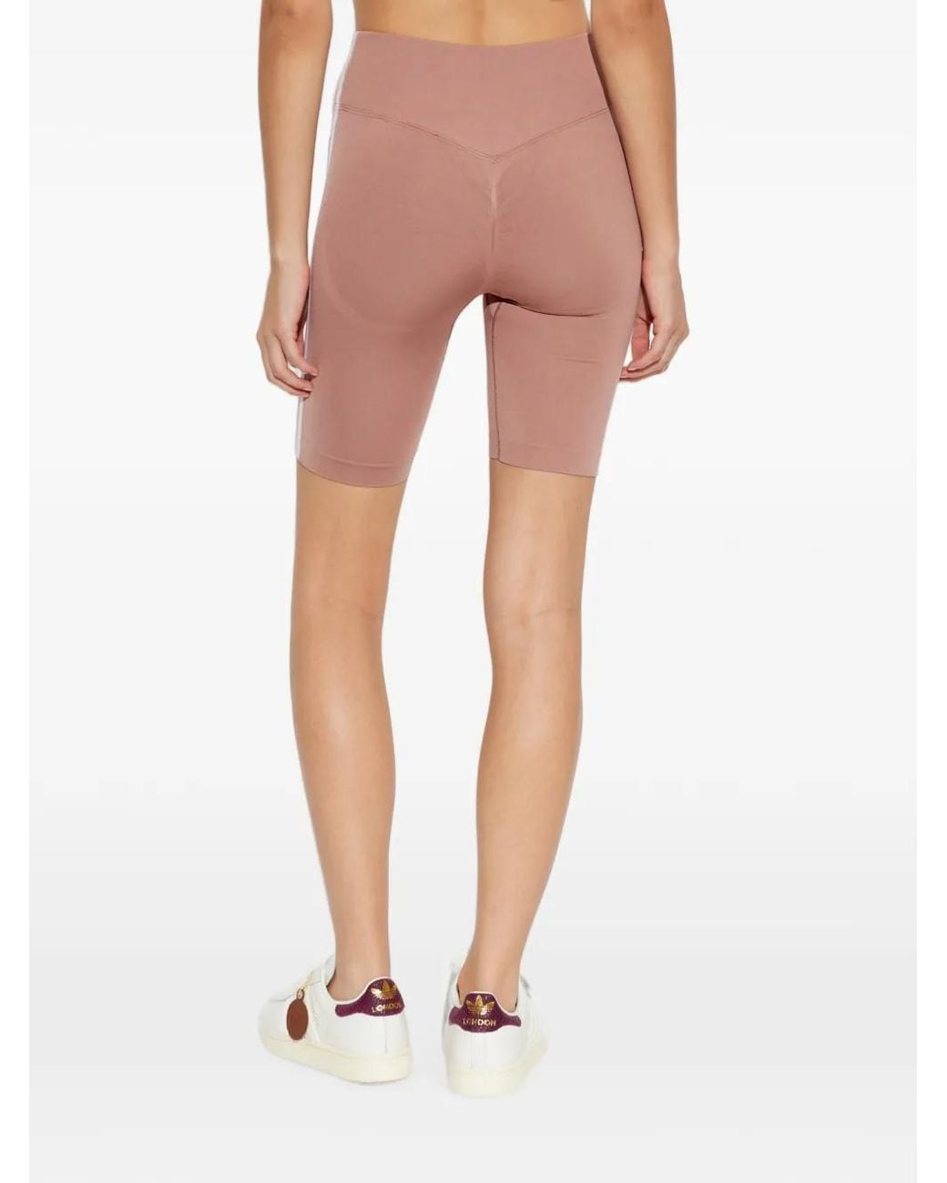 Adidas White Logo-Print Side-Stripe Short Leggings