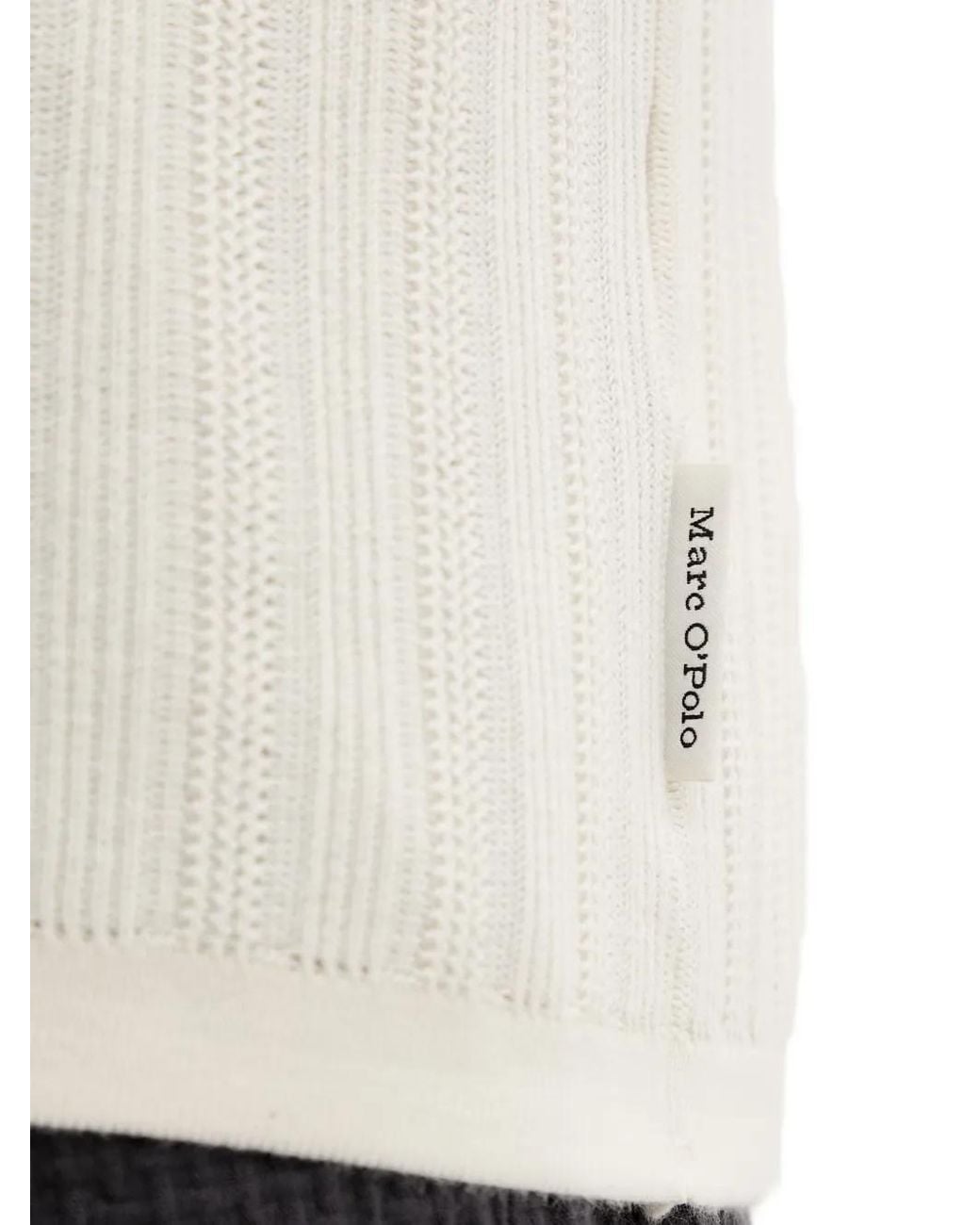 Marc O' Polo White Ribbed-Knit Short-Sleeve Shirt for men