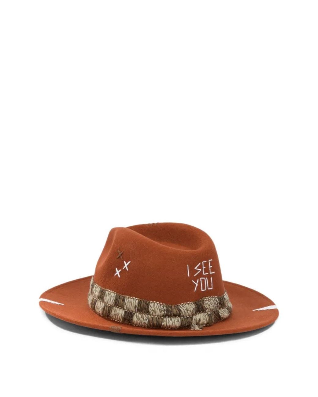 The Hat Gang I See You Check-Pattern Wool Hat in Brown | Lyst