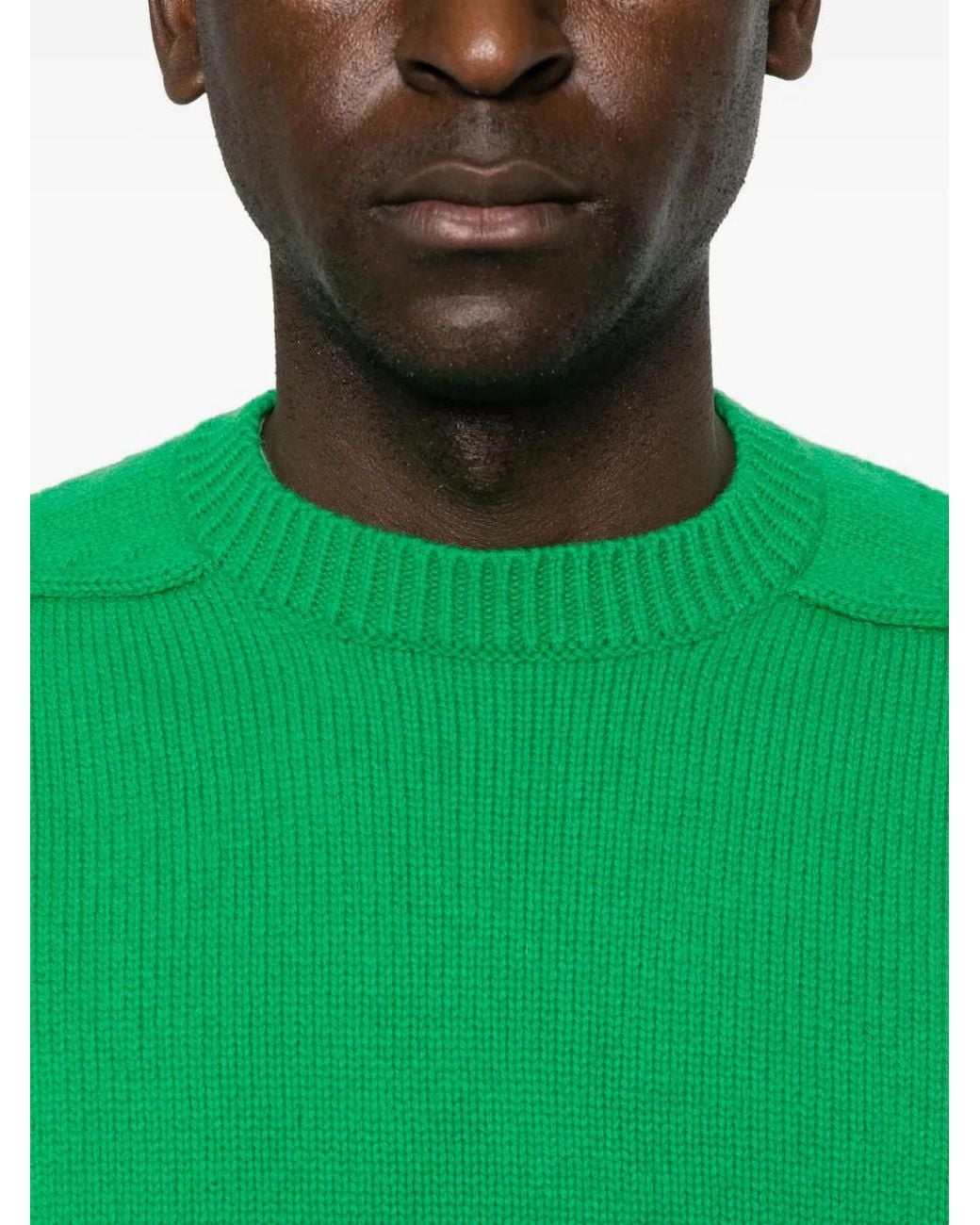 Studio Nicholson Green Ribbed-Knit Crew-Neck Sweater
