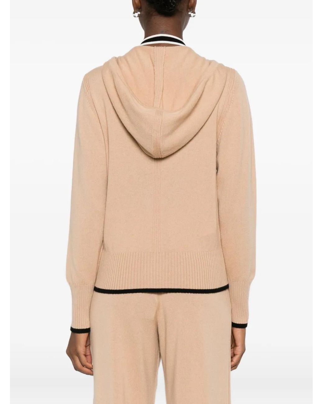 Pinko Natural Zip-Up Knitted Hoodie