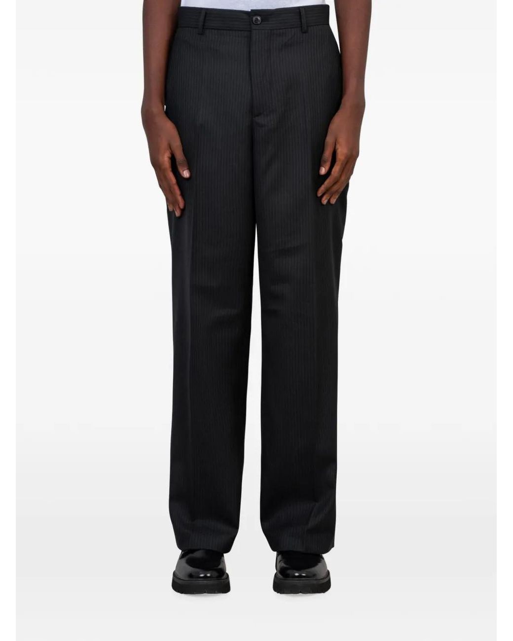 Another Aspect Black Pantalon À Fines Rayures for men