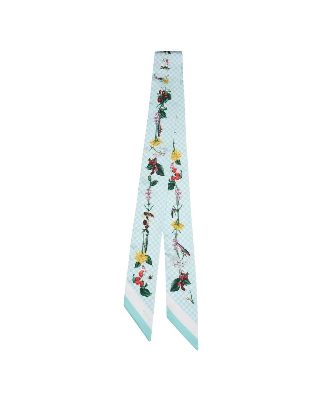 Mulberry Blue Floral Gingham-Print Scarf